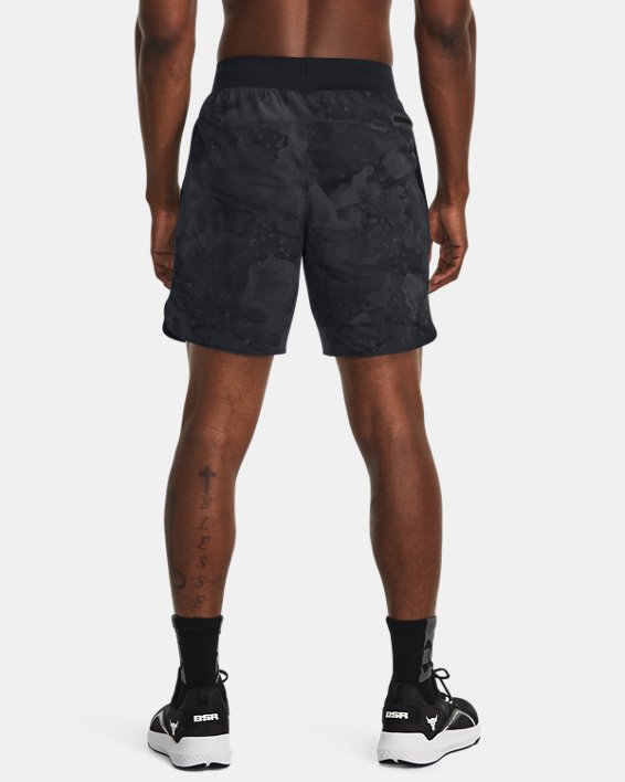 Men's Project Rock Unstoppable Camo Shorts in Black image number 1